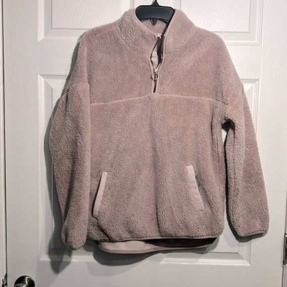 Time & Tru Women’s Sherpa Pullover -  1/4 Zip - Pink - Size Medium (8/10) - Picture 1 of 6